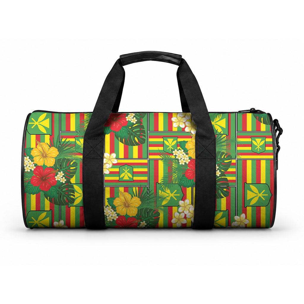 Hawaii Kanaka Maoli Hibiscus Duffle Bag Hawaiian Flag Motif LT9 One size Green - Polynesian Pride