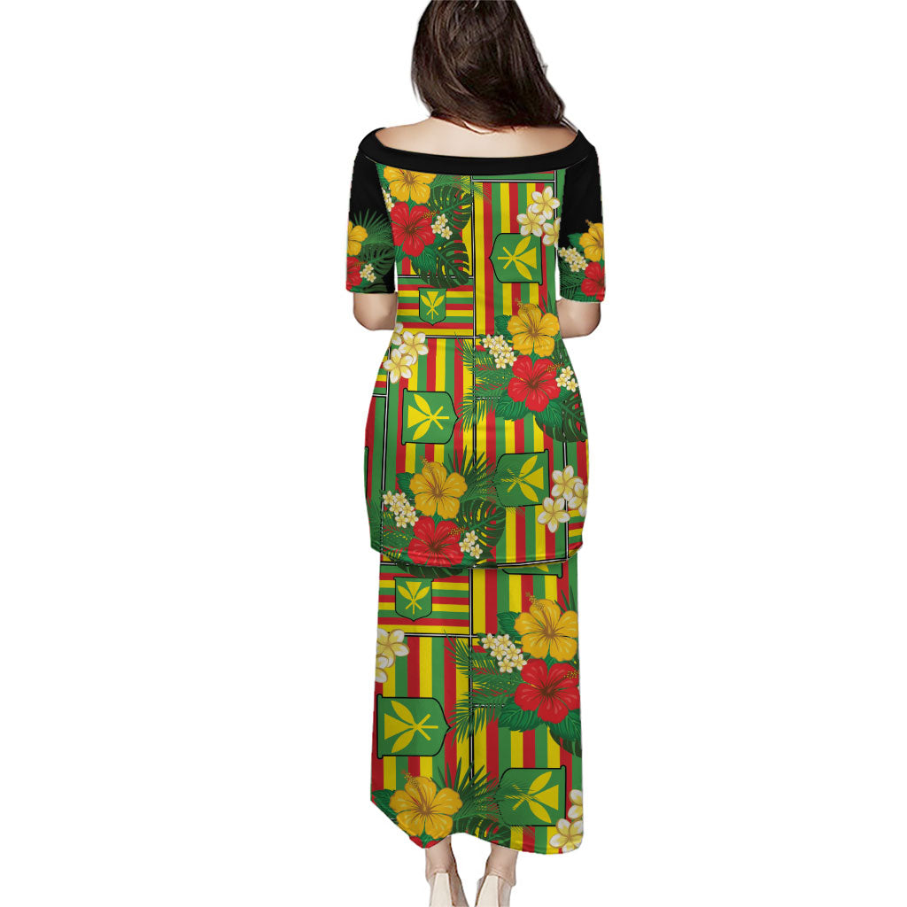 Hawaii Kanaka Maoli Hibiscus Family Matching Puletasi and Hawaiian Shirt Hawaiian Flag Motif LT9 - Polynesian Pride