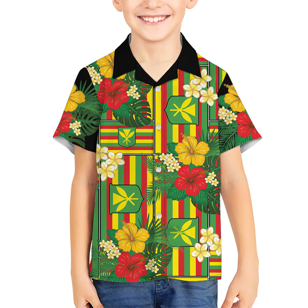 Hawaii Kanaka Maoli Hibiscus Family Matching Short Sleeve Bodycon Dress and Hawaiian Shirt Hawaiian Flag Motif LT9 Son's Shirt Green - Polynesian Pride