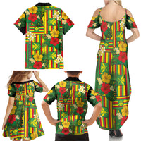 Hawaii Kanaka Maoli Hibiscus Family Matching Summer Maxi Dress and Hawaiian Shirt Hawaiian Flag Motif LT9 - Polynesian Pride