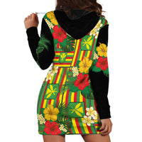 Hawaii Kanaka Maoli Hibiscus Hoodie Dress Hawaiian Flag Motif LT9 - Polynesian Pride