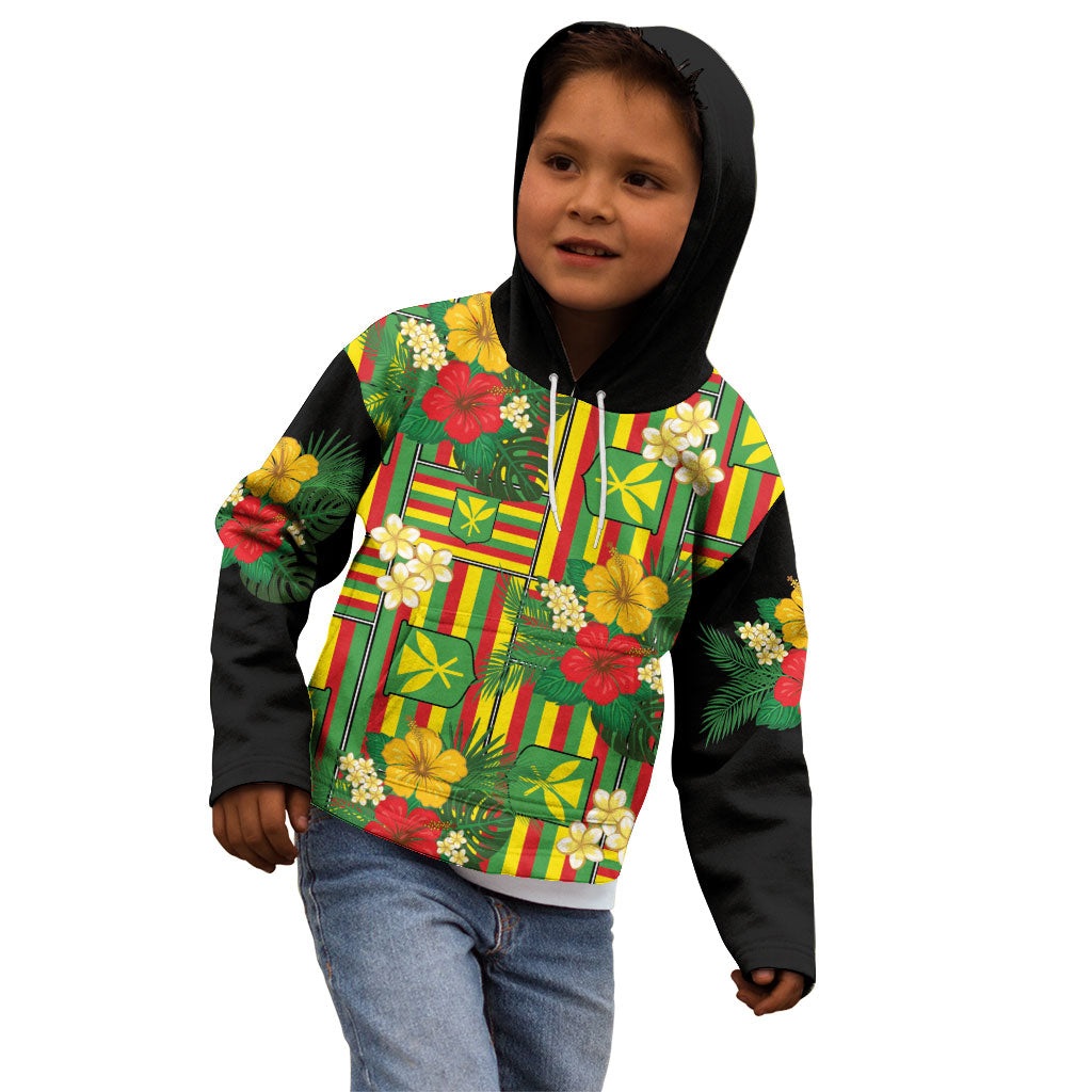 Hawaii Kanaka Maoli Hibiscus Kid Hoodie Hawaiian Flag Motif