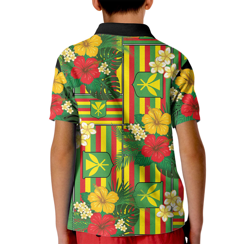Hawaii Kanaka Maoli Hibiscus Kid Polo Shirt Hawaiian Flag Motif