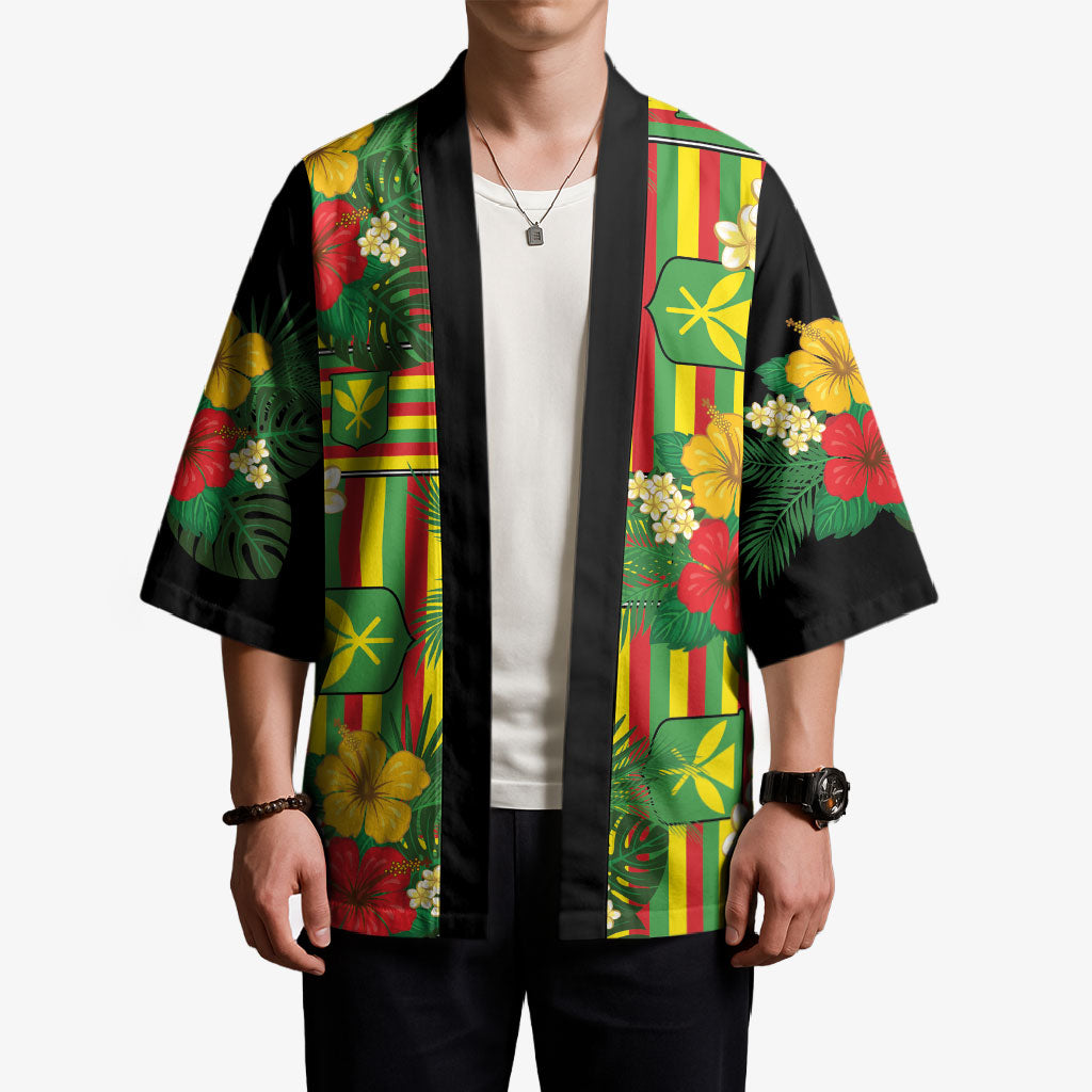 Hawaii Kanaka Maoli Hibiscus Kimono Hawaiian Flag Motif