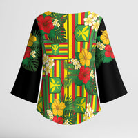Hawaii Kanaka Maoli Hibiscus Kimono Sleeve Blouse Hawaiian Flag Motif LT9 - Polynesian Pride