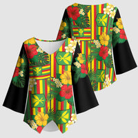 Hawaii Kanaka Maoli Hibiscus Kimono Sleeve Blouse Hawaiian Flag Motif LT9 - Polynesian Pride