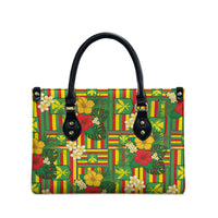 Hawaii Kanaka Maoli Hibiscus Leather Bag Hawaiian Flag Motif