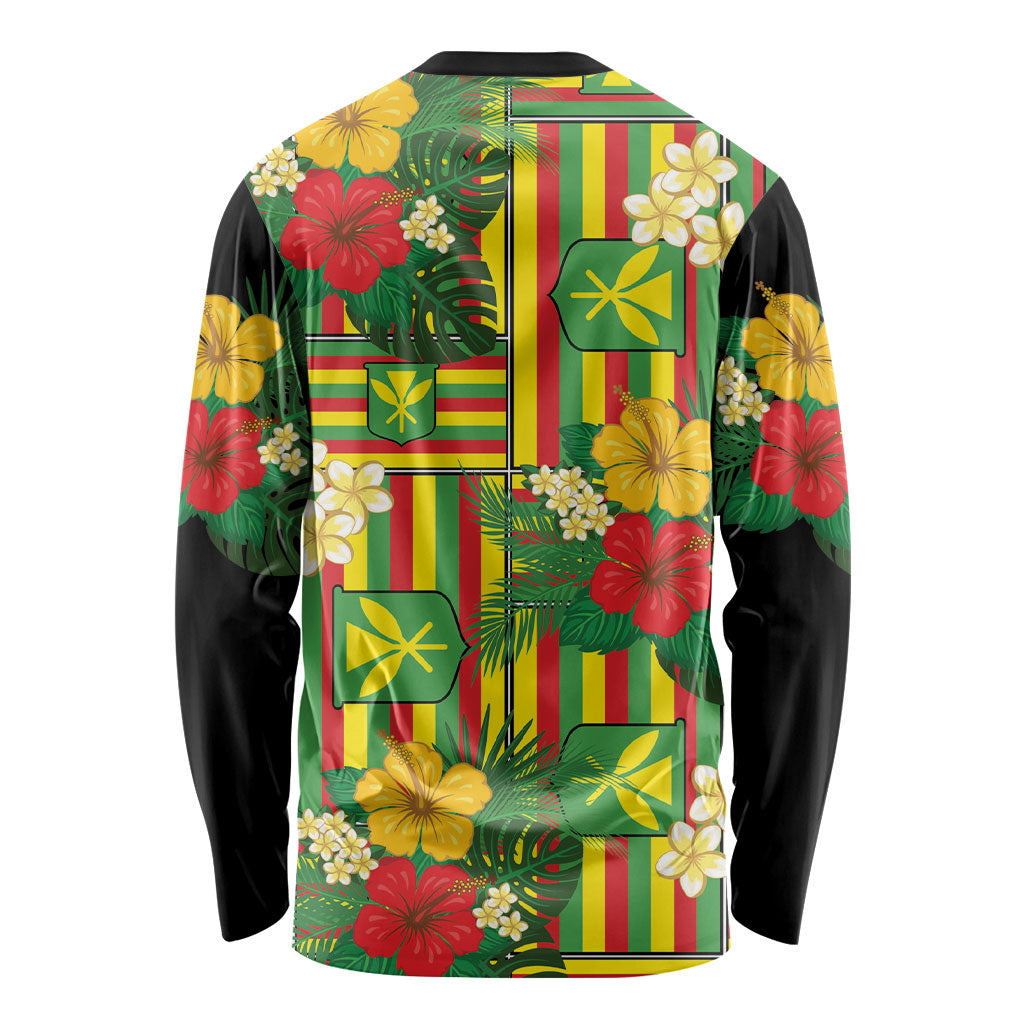 Hawaii Kanaka Maoli Hibiscus Long Sleeve Shirt Hawaiian Flag Motif