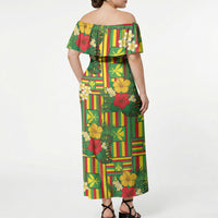 Hawaii Kanaka Maoli Hibiscus Off Shoulder Maxi Dress Hawaiian Flag Motif LT9 - Polynesian Pride