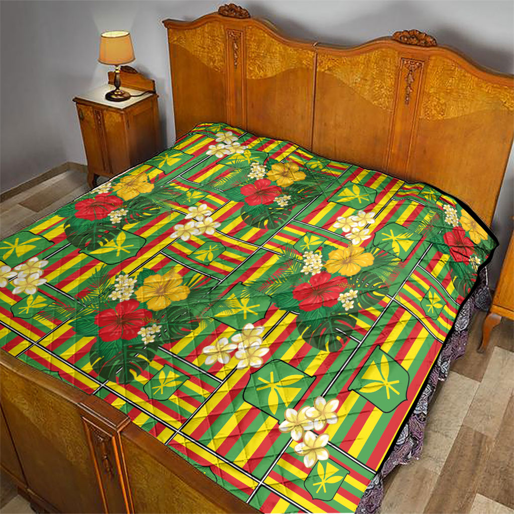 Hawaii Kanaka Maoli Hibiscus Quilt Hawaiian Flag Motif