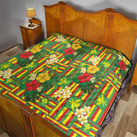 Hawaii Kanaka Maoli Hibiscus Quilt Hawaiian Flag Motif