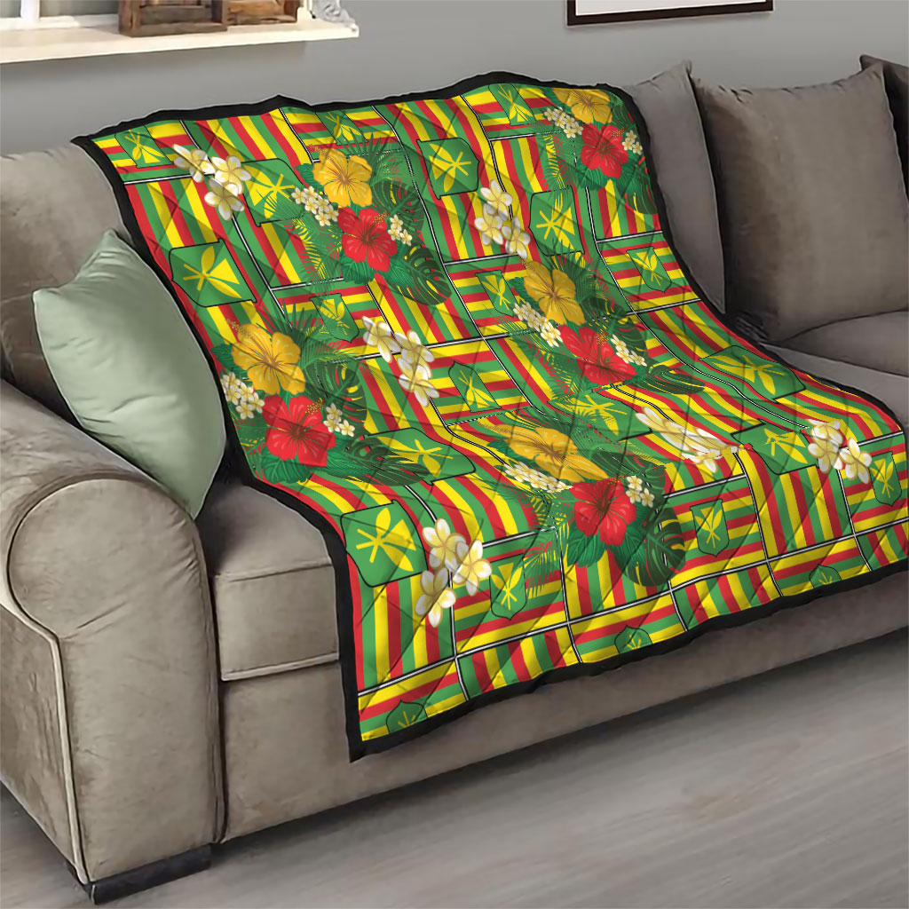 Hawaii Kanaka Maoli Hibiscus Quilt Hawaiian Flag Motif