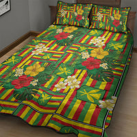 Hawaii Kanaka Maoli Hibiscus Quilt Bed Set Hawaiian Flag Motif