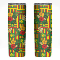 Hawaii Kanaka Maoli Hibiscus Skinny Tumbler Hawaiian Flag Motif LT9 Green - Polynesian Pride