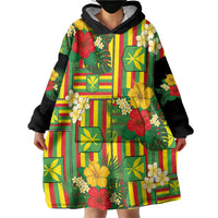 Hawaii Kanaka Maoli Hibiscus Wearable Blanket Hoodie Hawaiian Flag Motif