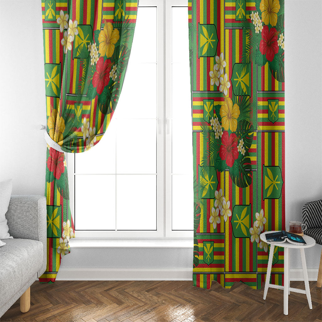 Hawaii Kanaka Maoli Hibiscus Window Curtain Hawaiian Flag Motif