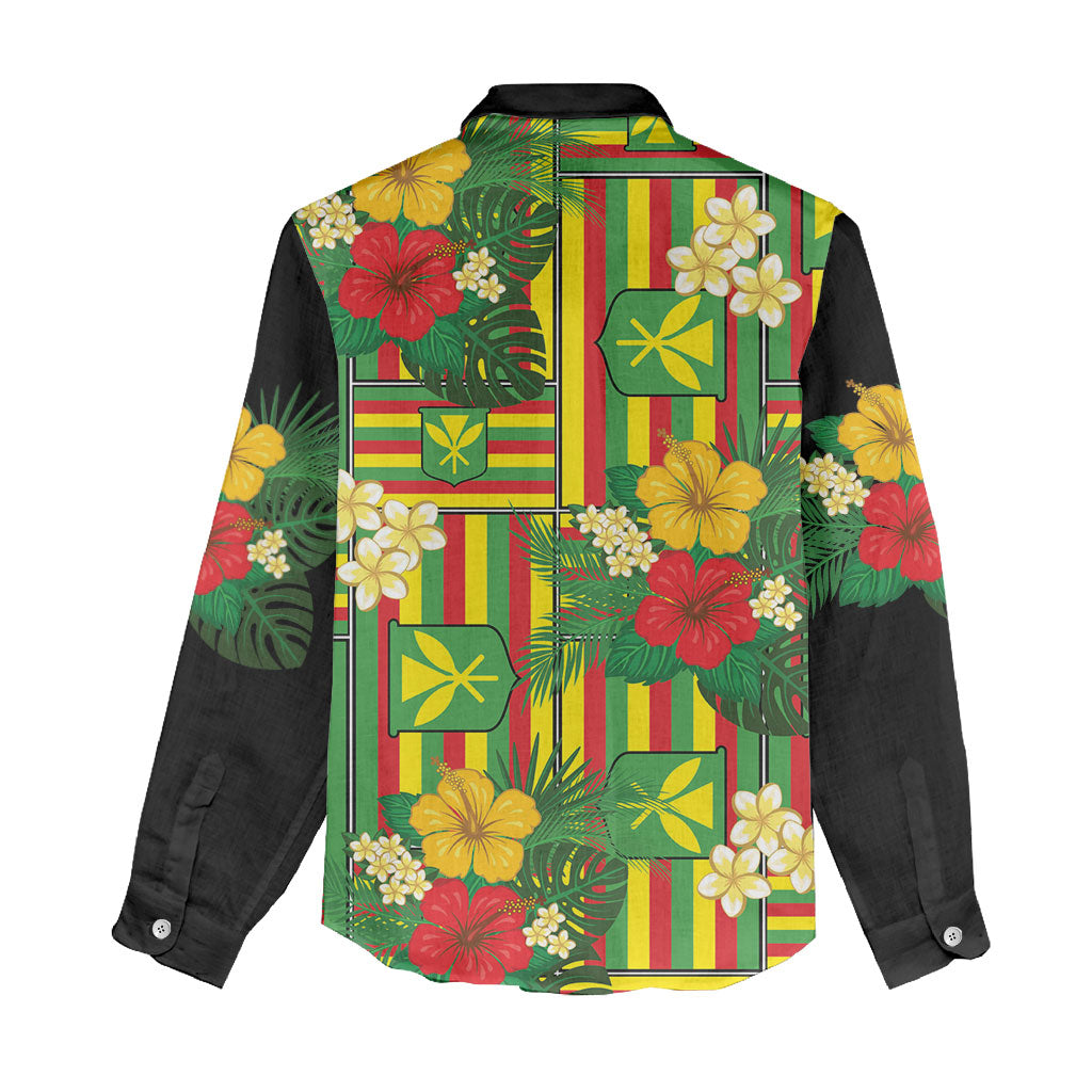 Hawaii Kanaka Maoli Hibiscus Women Casual Shirt Hawaiian Flag Motif LT9 - Polynesian Pride