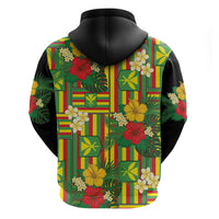 Hawaii Kanaka Maoli Hibiscus Zip Hoodie Hawaiian Flag Motif LT9 - Polynesian Pride