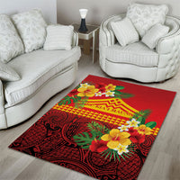 Hawaii Ku Kia'i Mauna Area Rug Hibiscus Kakau Pattern