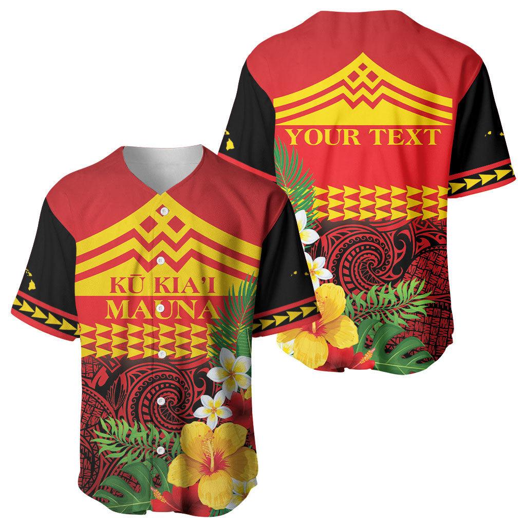 Hawaii Ku Kia'i Mauna Personalized Baseball Jersey Hibiscus Kakau Pattern
