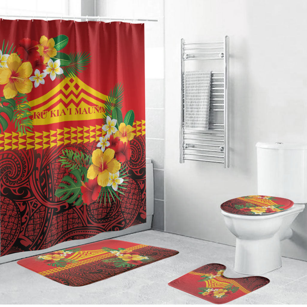 Hawaii Ku Kia'i Mauna Bathroom Set Hibiscus Kakau Pattern