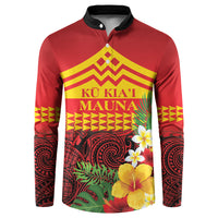 Hawaii Ku Kia'i Mauna Personalized Button Sweatshirt Hibiscus Kakau Pattern