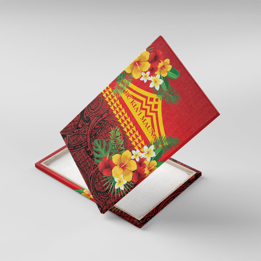 Hawaii Ku Kia'i Mauna Canvas Wall Art Hibiscus Kakau Pattern