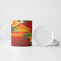Hawaii Ku Kia'i Mauna Personalized Ceramic Mug Hibiscus Kakau Pattern