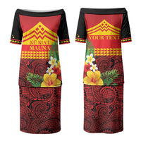 Hawaii Ku Kia'i Mauna Personalized Couples Matching Puletasi and Hawaiian Shirt Hibiscus Kakau Pattern LT9 - Polynesian Pride