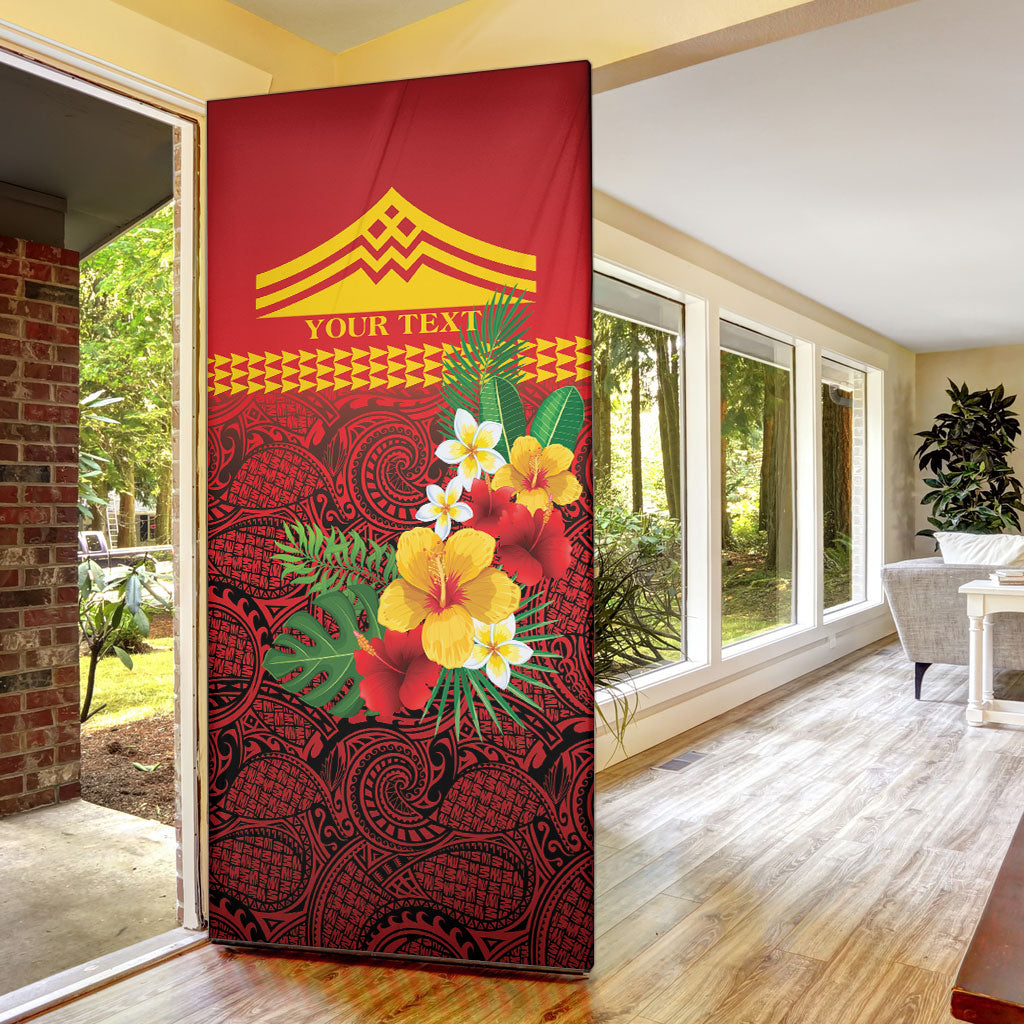 Hawaii Ku Kia'i Mauna Personalized Door Cover Hibiscus Kakau Pattern