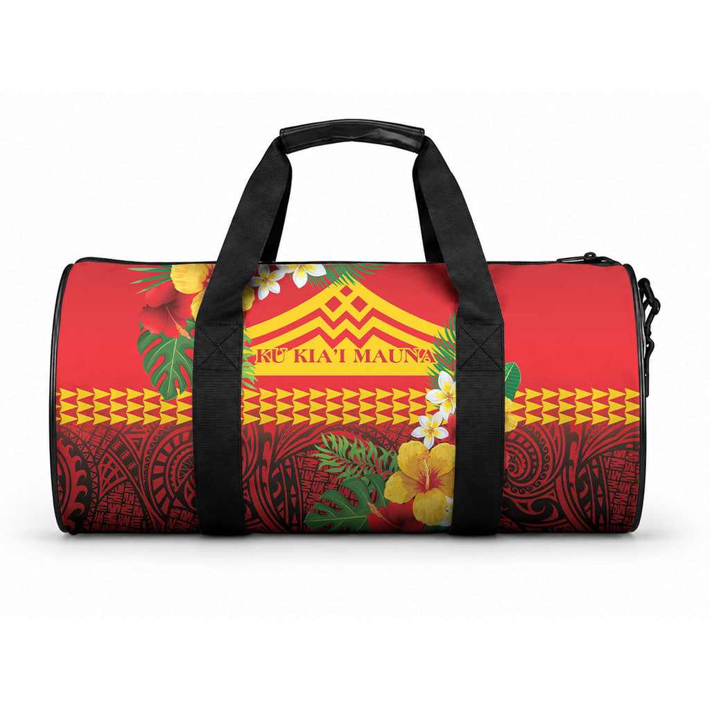 Hawaii Ku Kia'i Mauna Duffle Bag Hibiscus Kakau Pattern LT9 One size Red - Polynesian Pride