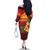 Hawaii Ku Kia'i Mauna Personalized Family Matching Off The Shoulder Long Sleeve Dress and Hawaiian Shirt Hibiscus Kakau Pattern LT9 - Polynesian Pride