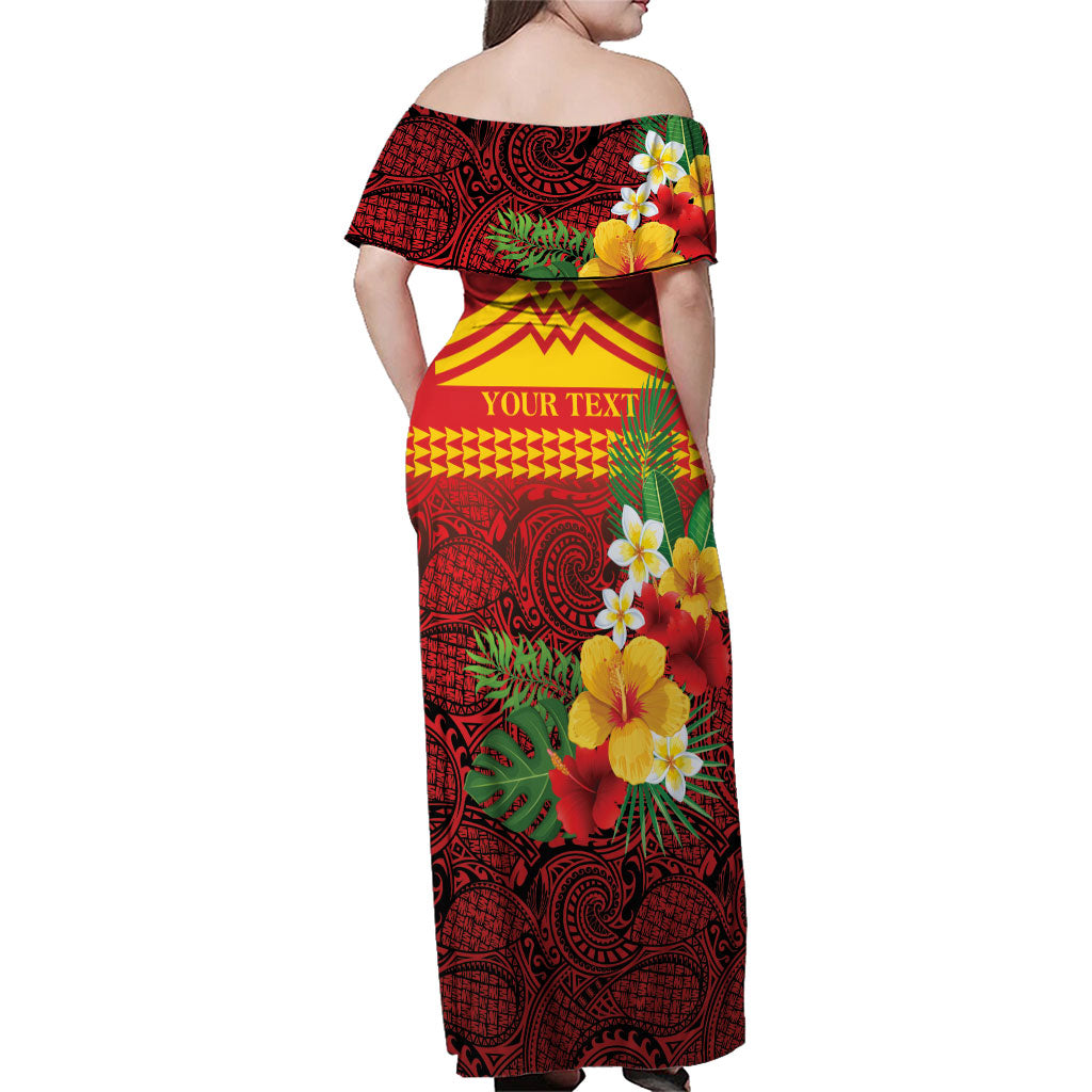 Hawaii Ku Kia'i Mauna Personalized Family Matching Off Shoulder Maxi Dress and Hawaiian Shirt Hibiscus Kakau Pattern