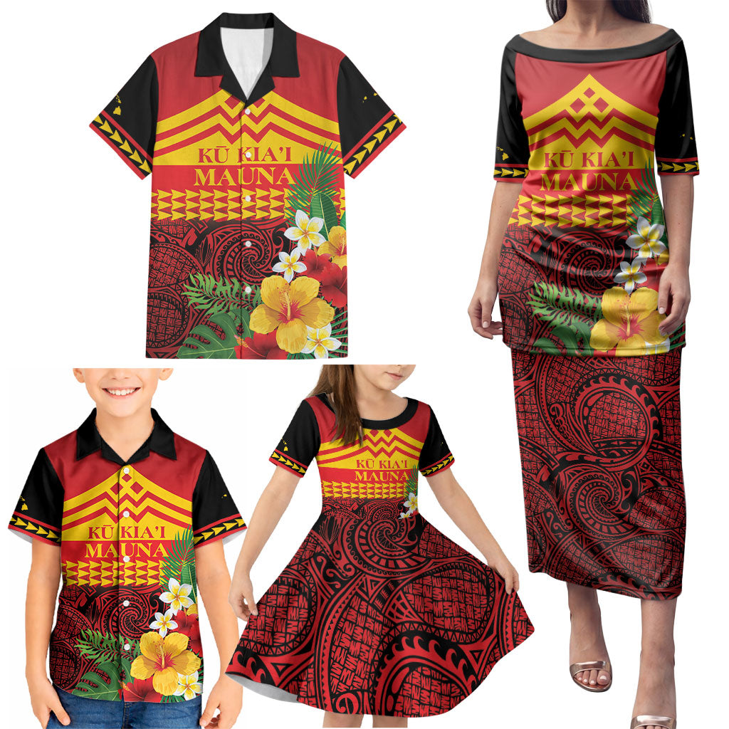 Hawaii Ku Kia'i Mauna Personalized Family Matching Puletasi and Hawaiian Shirt Hibiscus Kakau Pattern LT9 - Polynesian Pride
