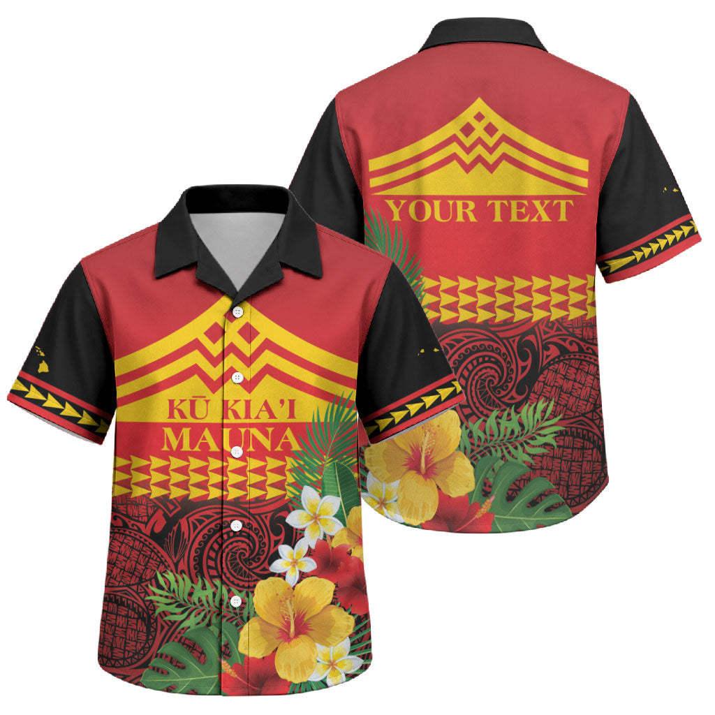 Hawaii Ku Kia'i Mauna Personalized Family Matching Puletasi and Hawaiian Shirt Hibiscus Kakau Pattern LT9 Son's Shirt Red - Polynesian Pride