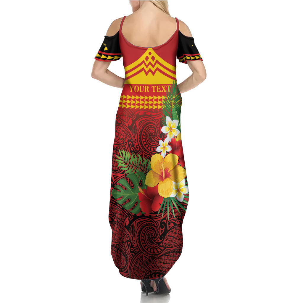 Hawaii Ku Kia'i Mauna Personalized Family Matching Summer Maxi Dress and Hawaiian Shirt Hibiscus Kakau Pattern
