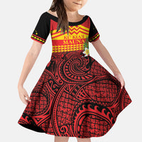 Hawaii Ku Kia'i Mauna Personalized Family Matching Tank Maxi Dress and Hawaiian Shirt Hibiscus Kakau Pattern