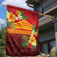 Hawaii Ku Kia'i Mauna Garden Flag Hibiscus Kakau Pattern