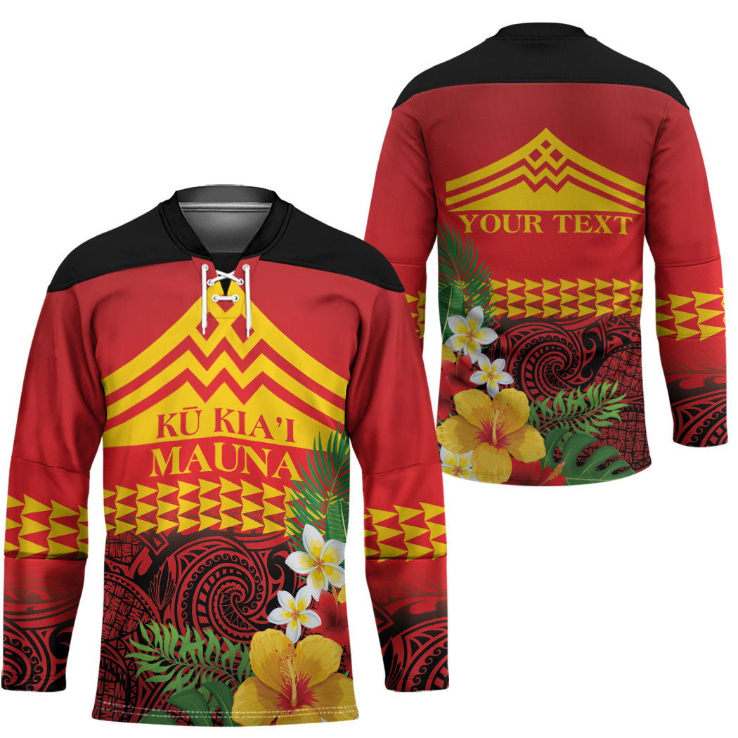 Hawaii Ku Kia'i Mauna Personalized Hockey Jersey Hibiscus Kakau Pattern