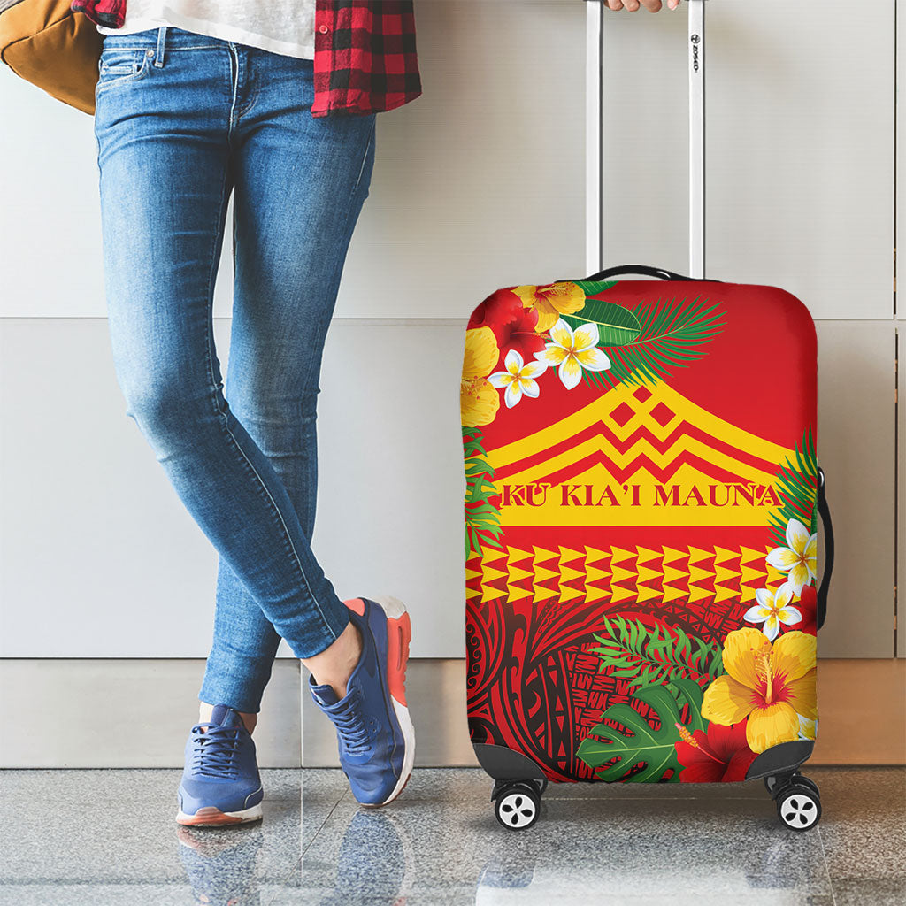 Hawaii Ku Kia'i Mauna Luggage Cover Hibiscus Kakau Pattern