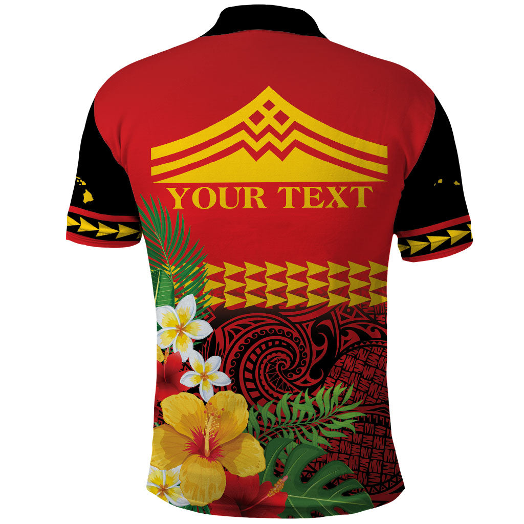 Hawaii Ku Kia'i Mauna Personalized Polo Shirt Hibiscus Kakau Pattern