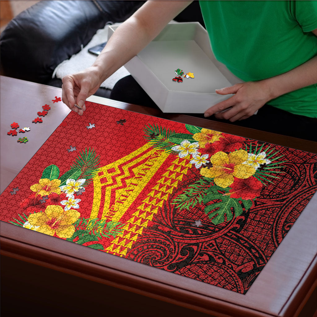 Hawaii Ku Kia'i Mauna Puzzle Hibiscus Kakau Pattern