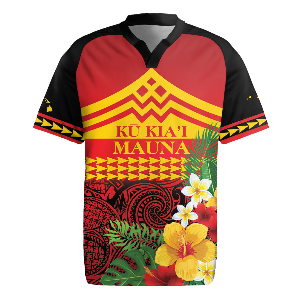 Hawaii Ku Kia'i Mauna Personalized Rugby Jersey Hibiscus Kakau Pattern LT9 Red - Polynesian Pride