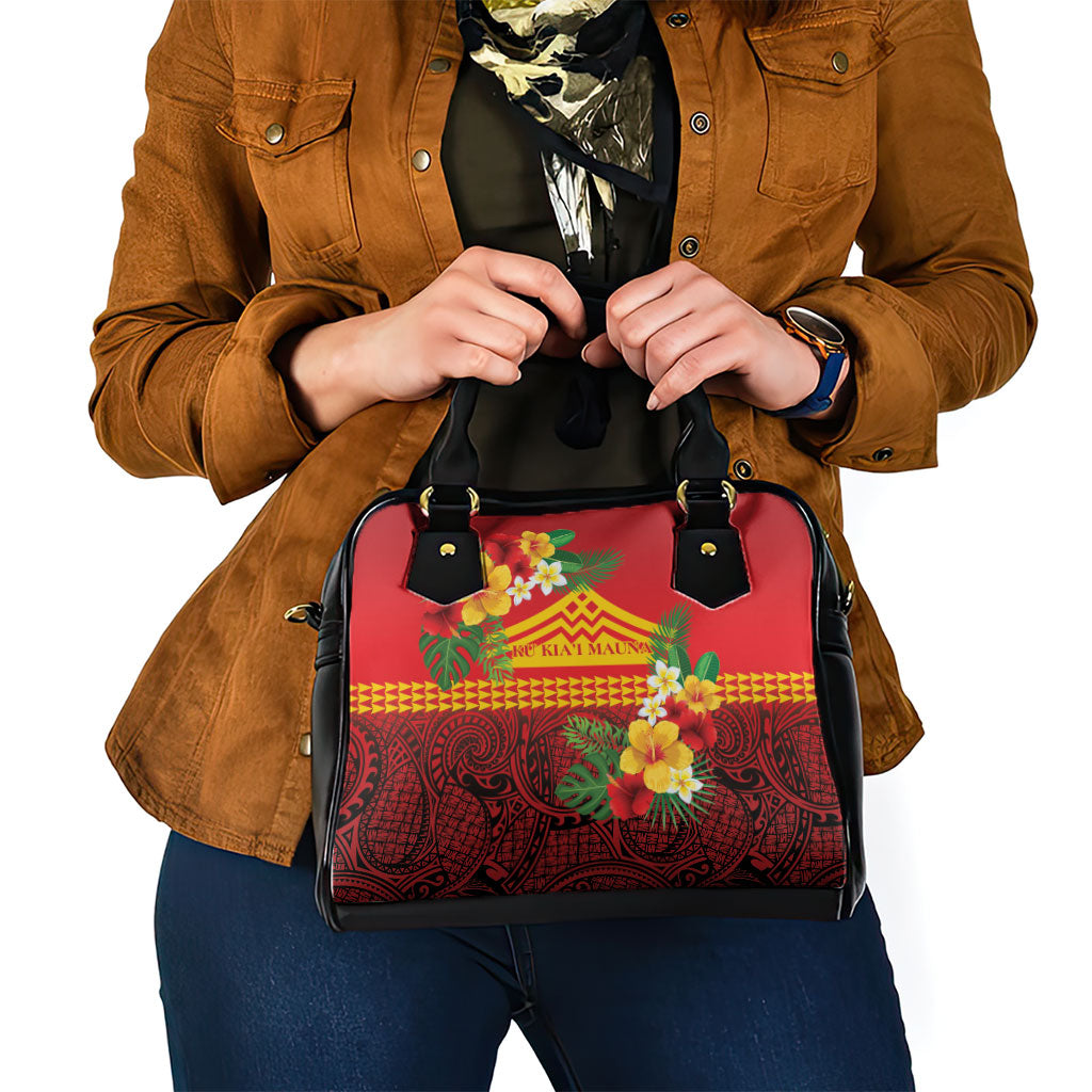 Hawaii Ku Kia'i Mauna Shoulder Handbag Hibiscus Kakau Pattern