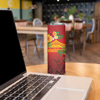 Hawaii Ku Kia'i Mauna Personalized Skinny Tumbler Hibiscus Kakau Pattern