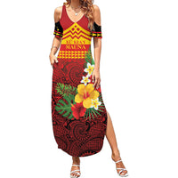 Hawaii Ku Kia'i Mauna Personalized Summer Maxi Dress Hibiscus Kakau Pattern