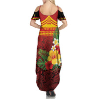 Hawaii Ku Kia'i Mauna Personalized Summer Maxi Dress Hibiscus Kakau Pattern