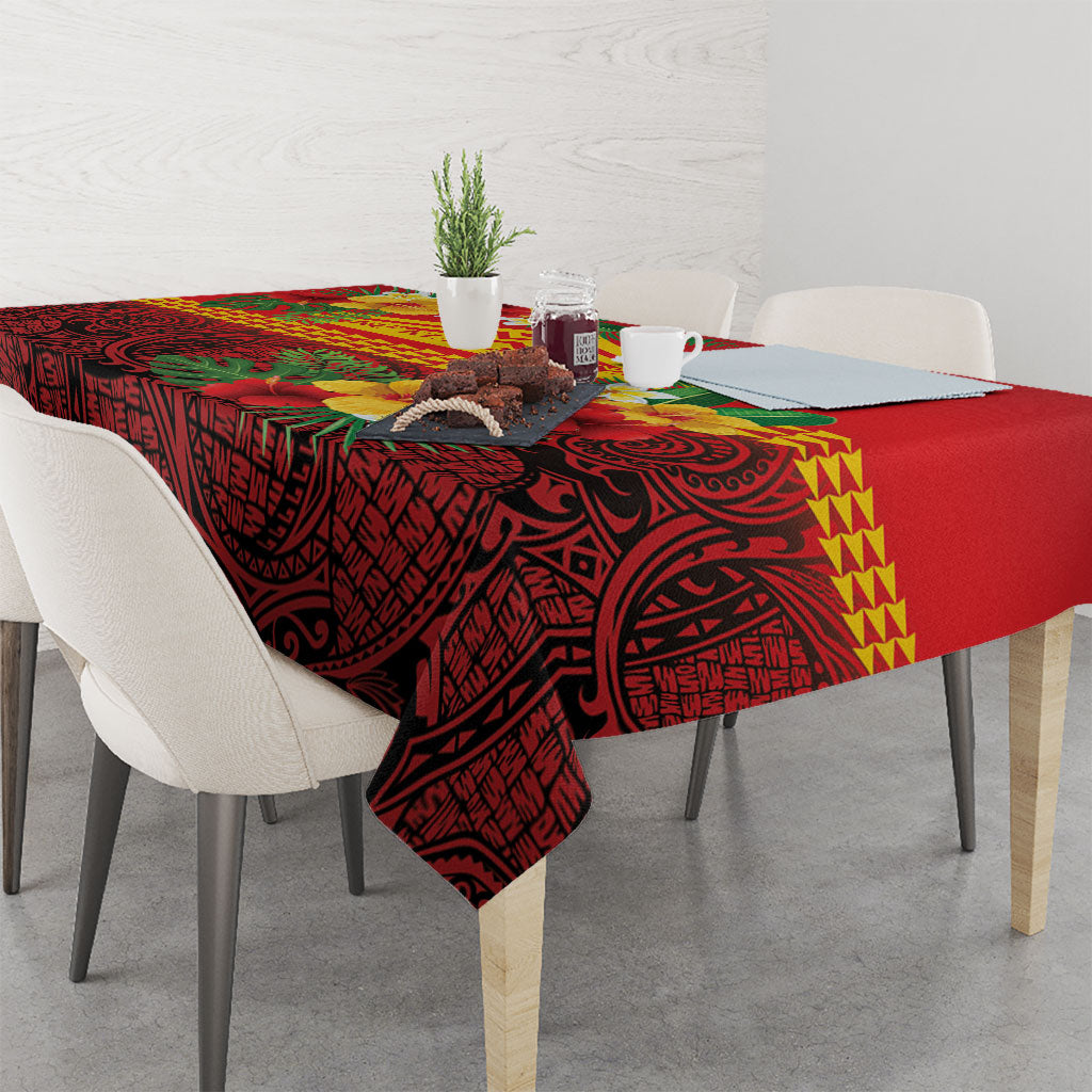 Hawaii Ku Kia'i Mauna Tablecloth Hibiscus Kakau Pattern