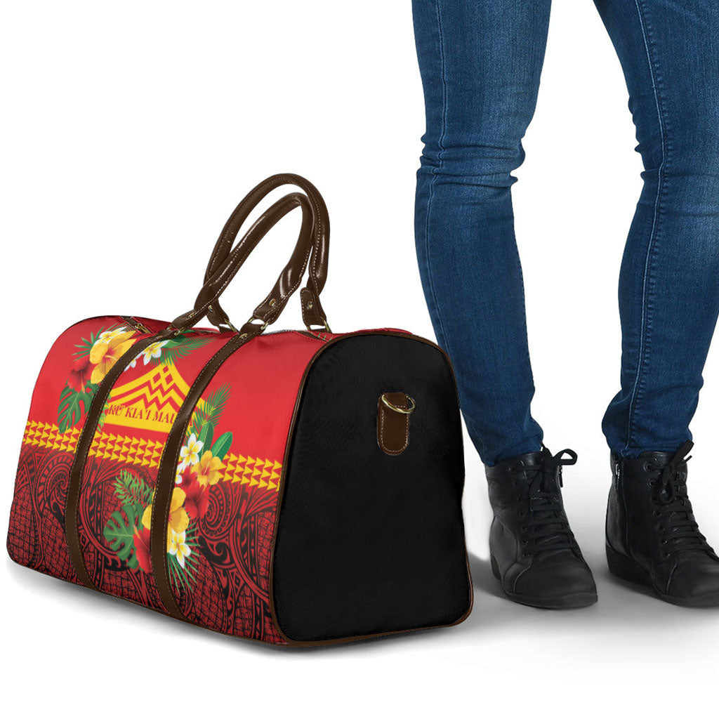 Hawaii Ku Kia'i Mauna Travel Bag Hibiscus Kakau Pattern