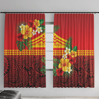 Hawaii Ku Kia'i Mauna Window Curtain Hibiscus Kakau Pattern